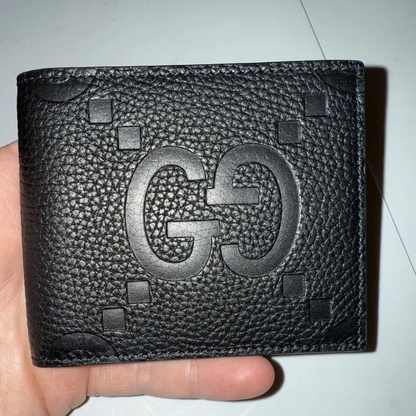 Gucci Jumbo GG Black Italian Leather Bi-Fold Wallet