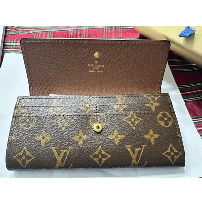 Louis Vuitton LV Monogram Brown Coated Canvas Sarah Long Wallet