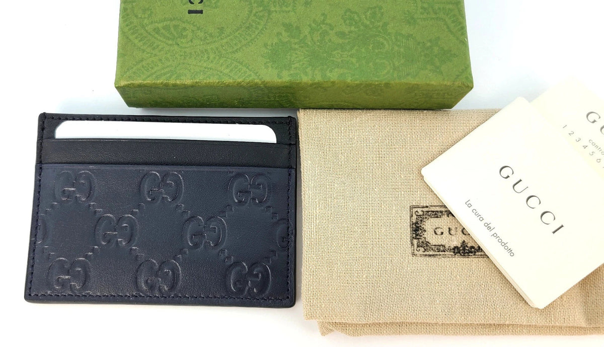 Gucci Guccissima Dark Blue Black Leather Card Case – view 2